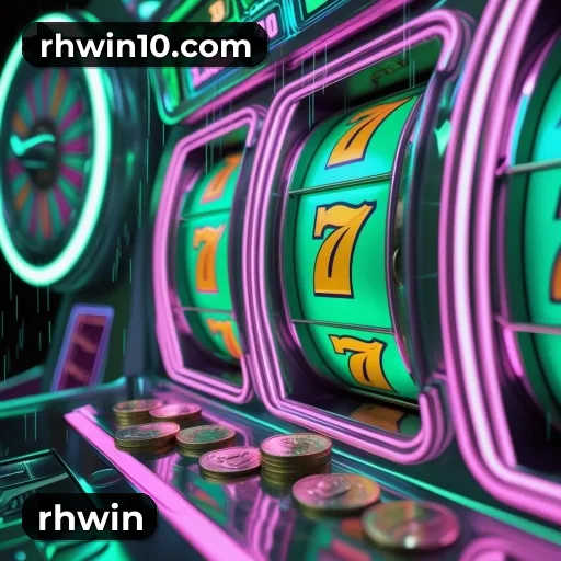 App rhwin para iOS e Android — interface mobile, login biométrico e PIX integrado
