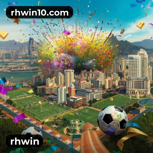 App rhwin para iOS e Android — interface mobile, login biométrico e PIX integrado