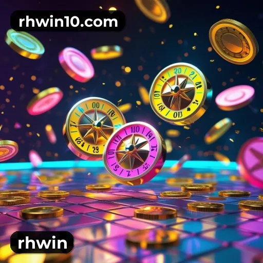 App rhwin para iOS e Android — interface mobile, login biométrico e PIX integrado